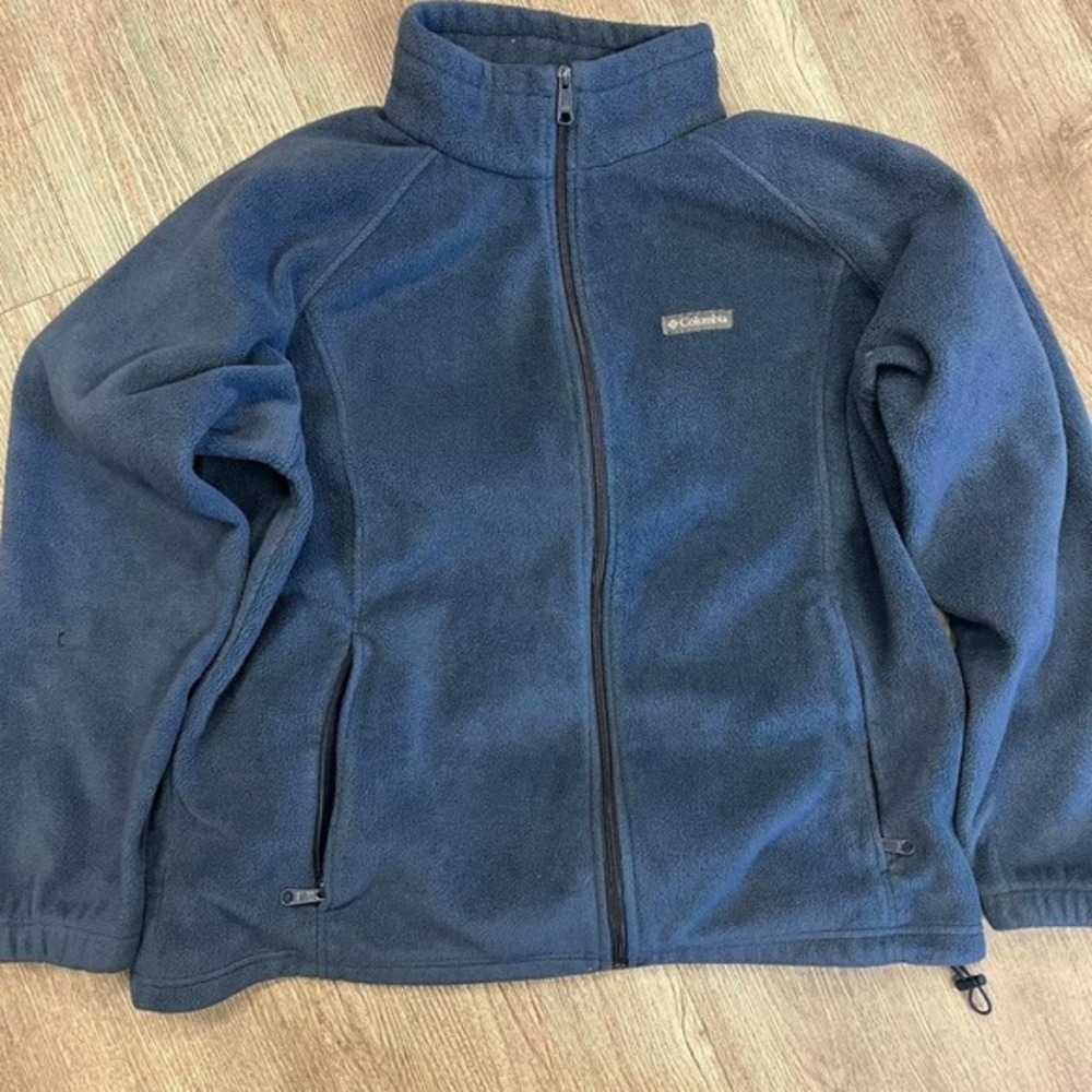 Columbia Mens Full Zip Fleece Jacket Navy Blue Mock Neck Outdoor Size XXL